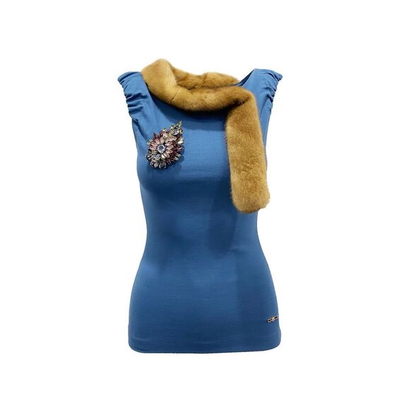 Dsquared2 Mink Collar Sleeveless Top Women